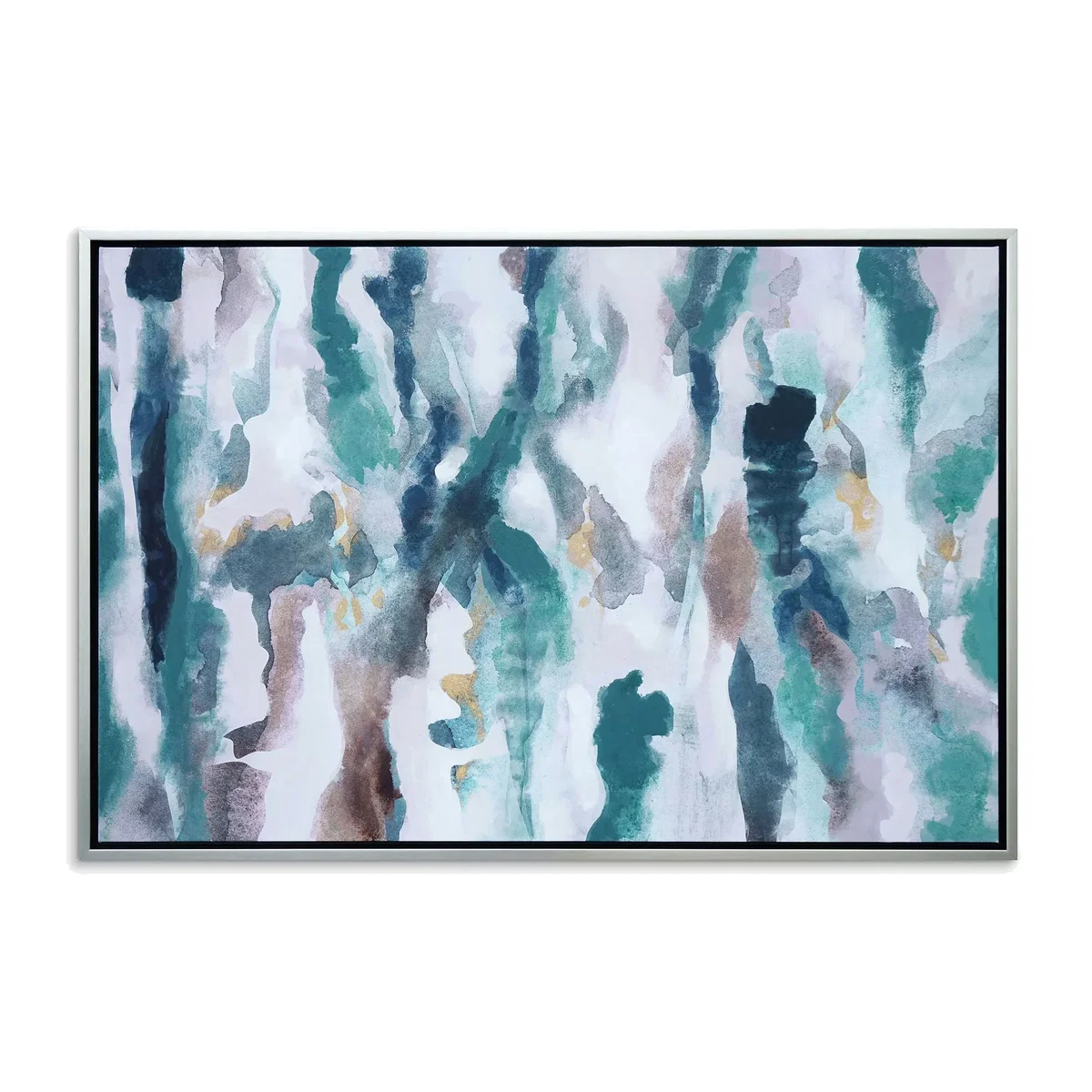 Blue Reflective Haze - Hand-Painted Abstract Framed Canvas, 80 x 120cm, Blue – image 1