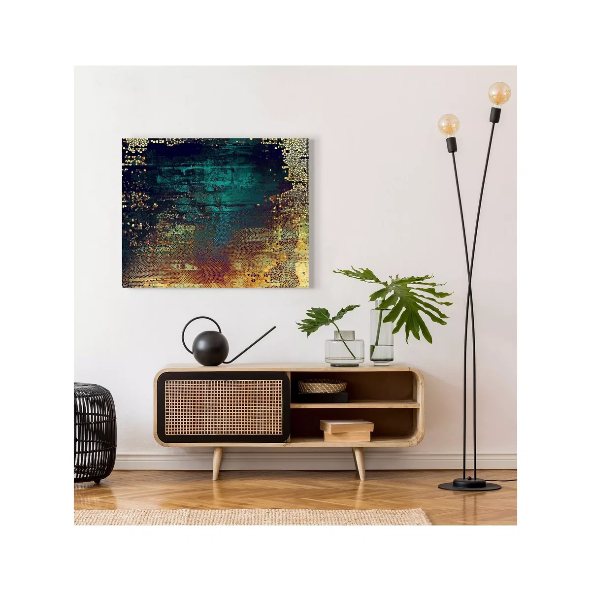 Textured Abstract Canvas Print, 61 x 76cm, Blue/Yellow – image 3