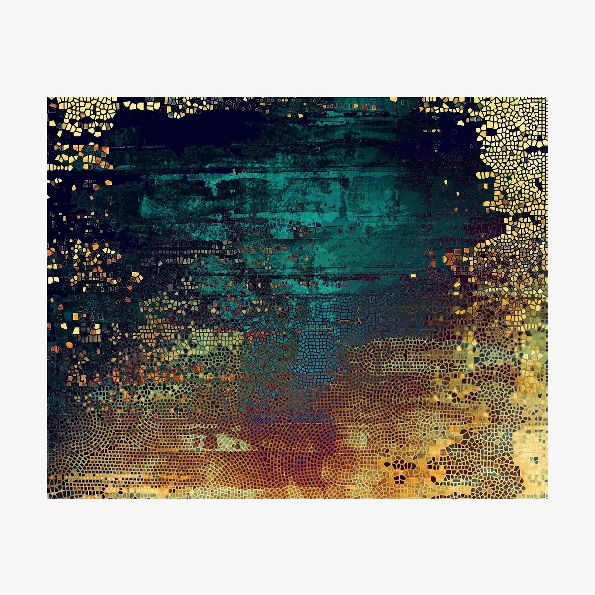 Textured Abstract Canvas Print, 61 x 76cm, Blue/Yellow – image 1