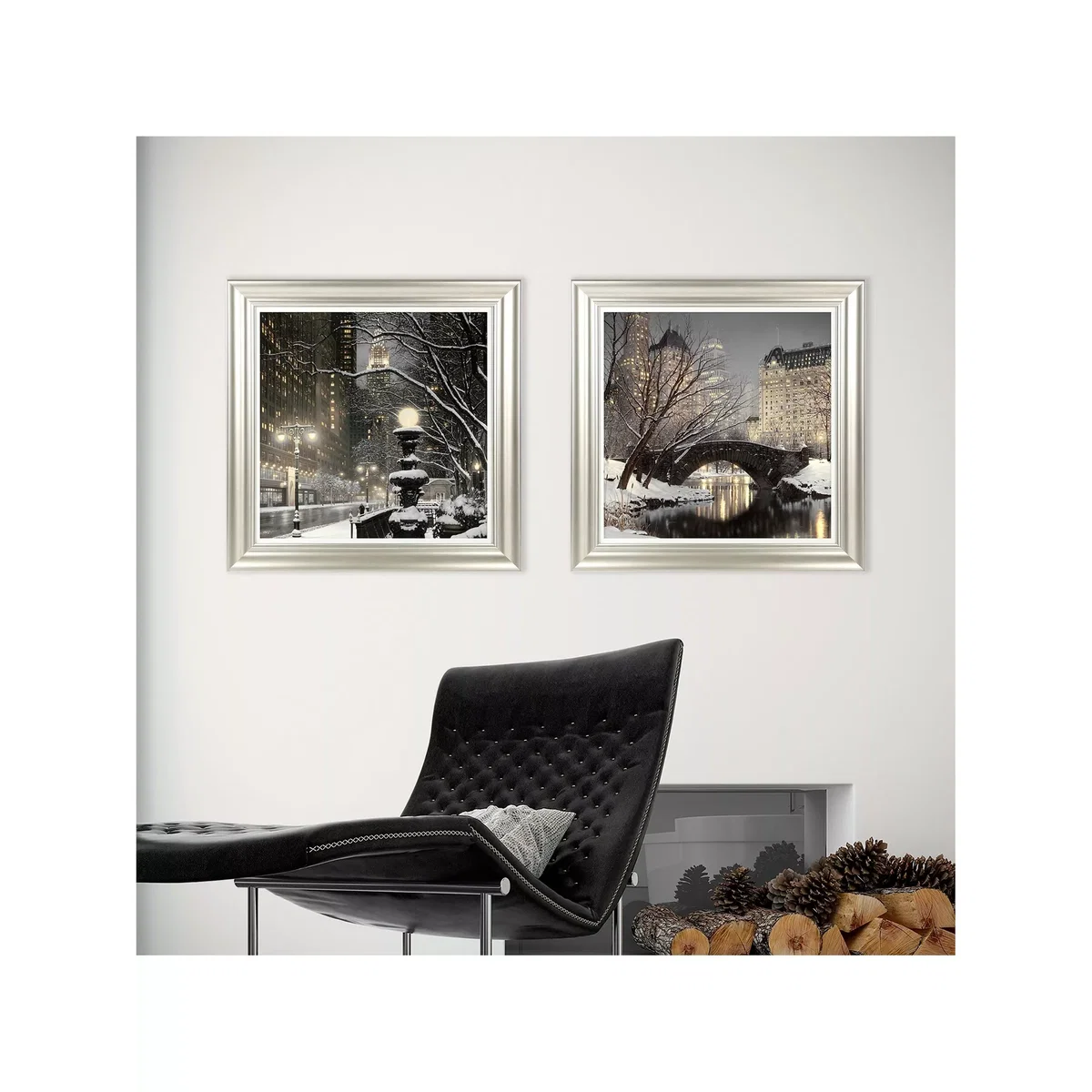 Rod Chase - 'City Lights' & 'Twilight in Central Park' New York Framed Prints, 61 x 61cm, Grey – image 2