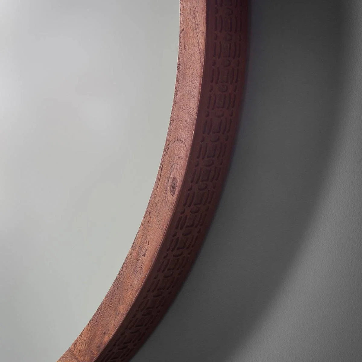 Boi Medium Round Wall Mirror - Dark Wood – image 3