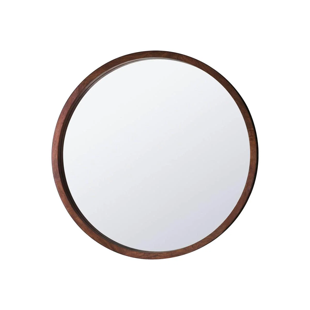 Boi Medium Round Wall Mirror - Dark Wood – image 1