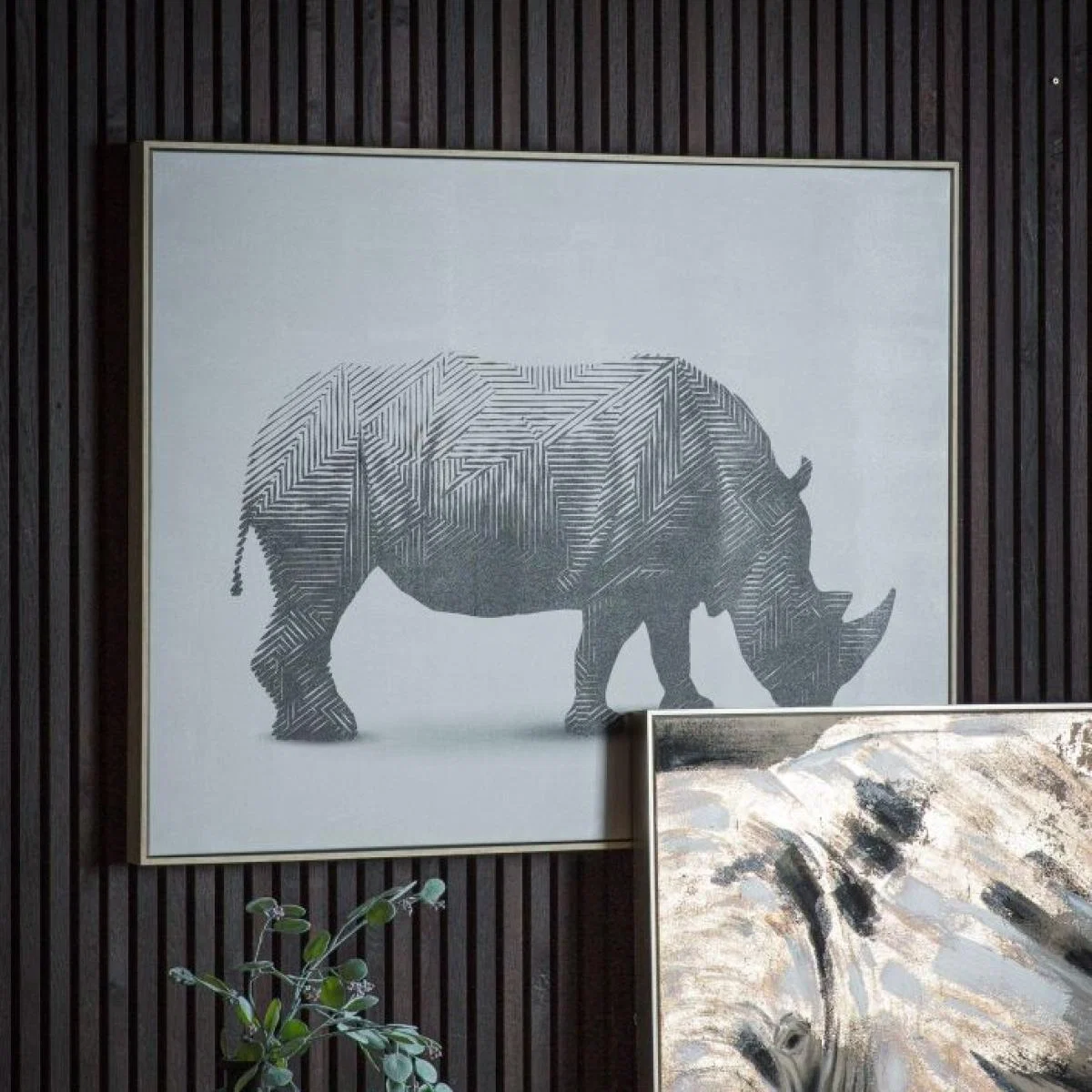 Tribal 90cm x 120cm Rhino Abstract Framed Canvas – image 4