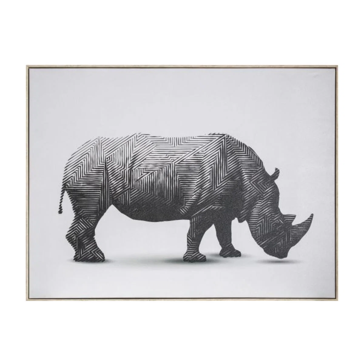 Tribal 90cm x 120cm Rhino Abstract Framed Canvas – image 1