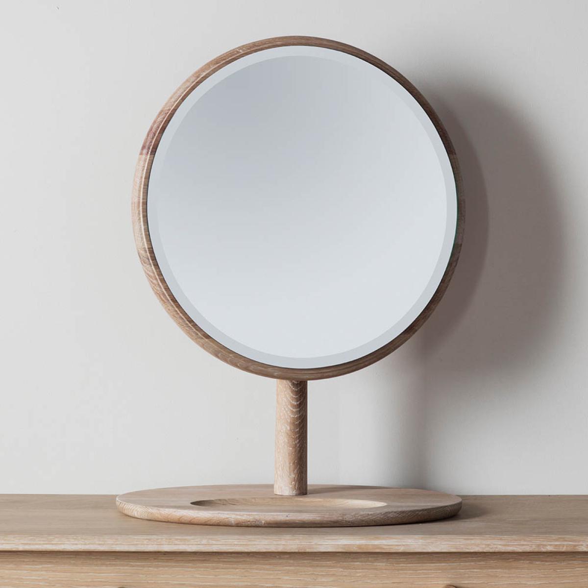 Finn Medium Round Dressing Table Mirror - Light Wood – image 2