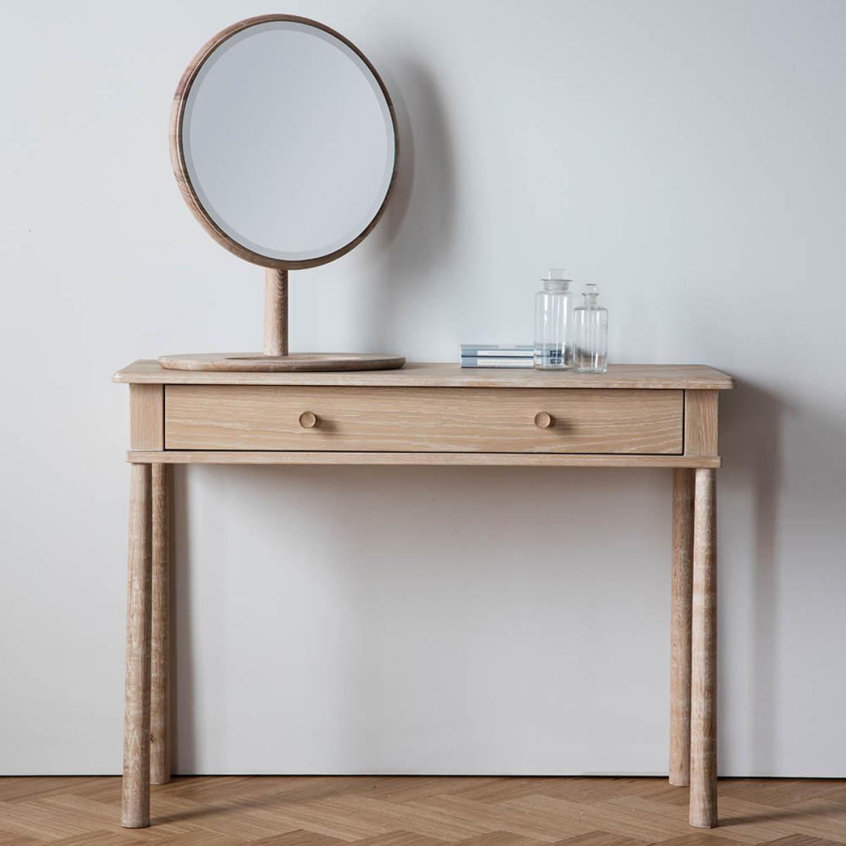 Finn Medium Round Dressing Table Mirror - Light Wood – image 4