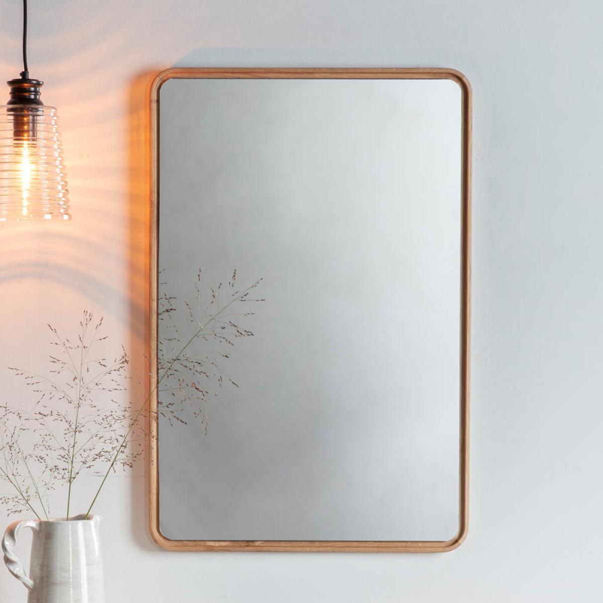 Kingsly Medium Rounded Rectangle Wall Mirror - Light Wood – image 2