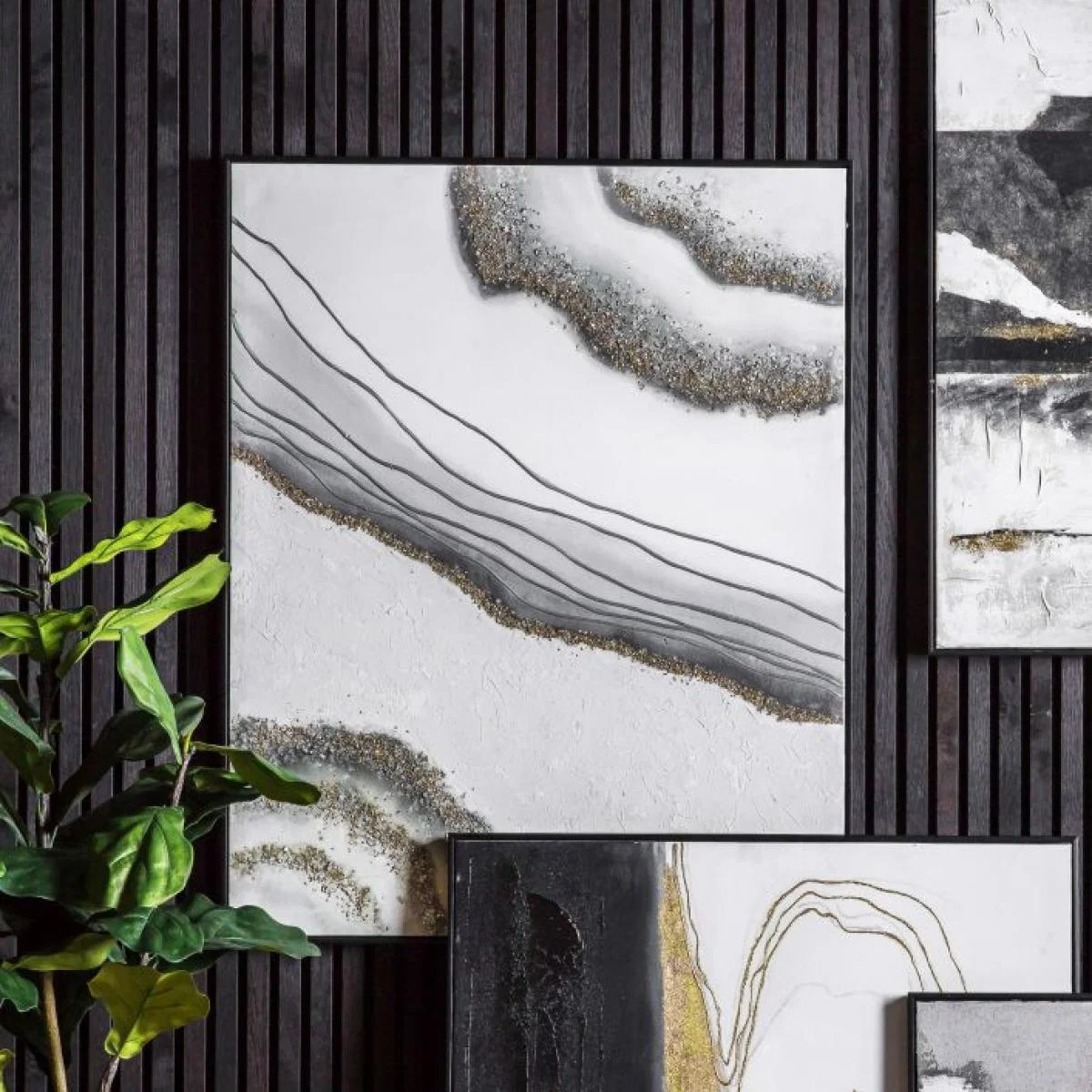 Agate 100cm x 80cm Abstract Framed Canvas – image 2