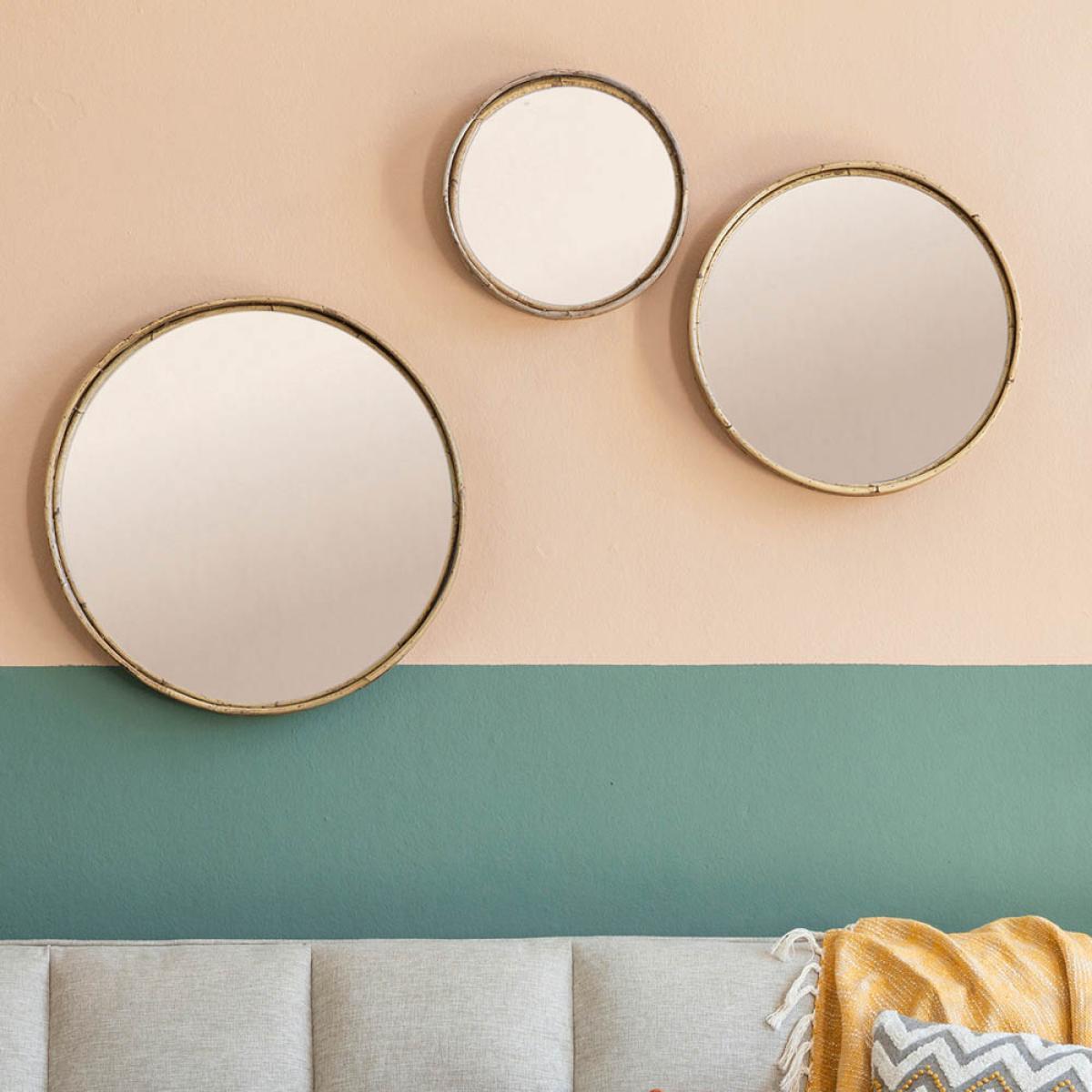 Albert Small Round Scatter Set Mirror - Rattan (Set of 3) – image 2