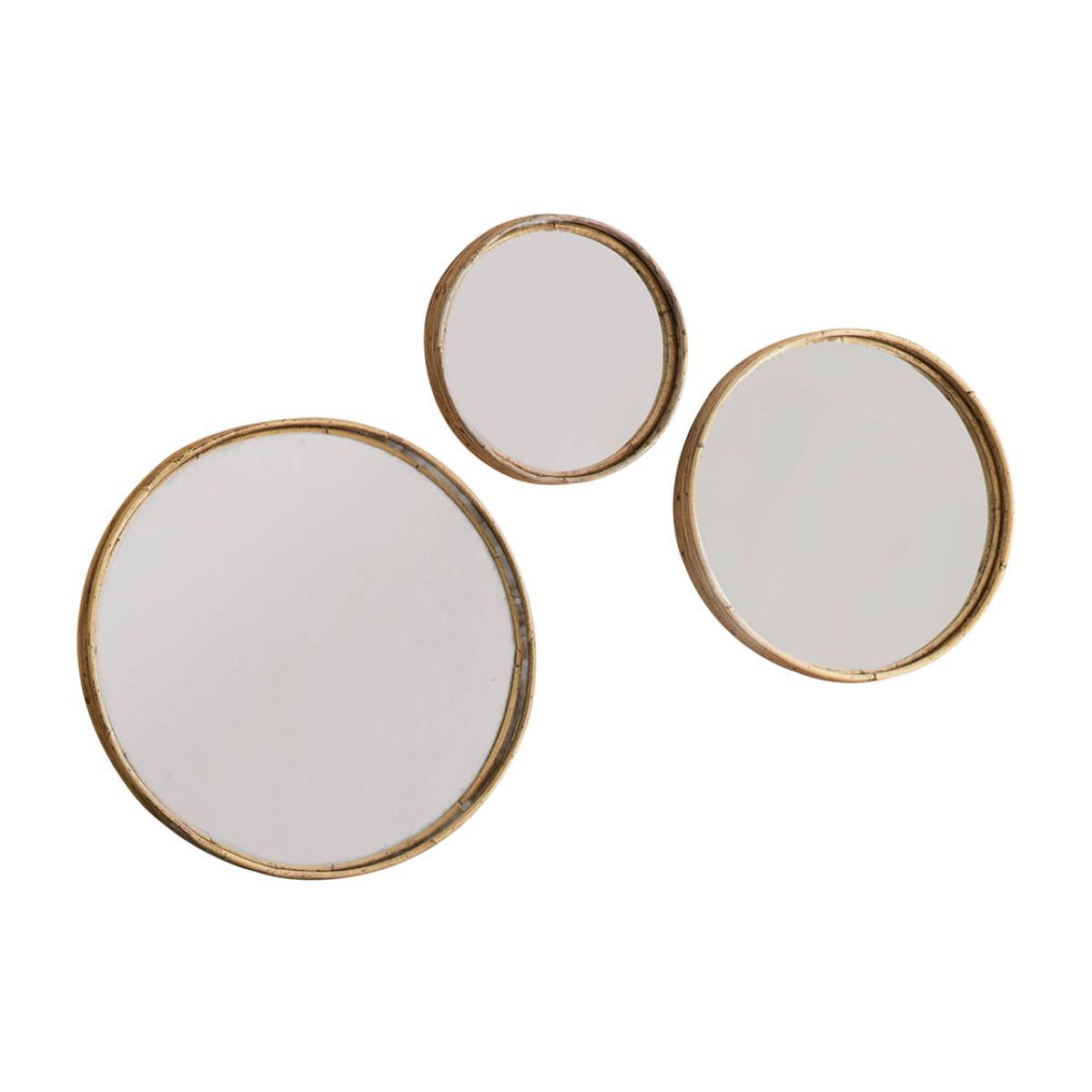 Albert Small Round Scatter Set Mirror - Rattan (Set of 3) – image 1