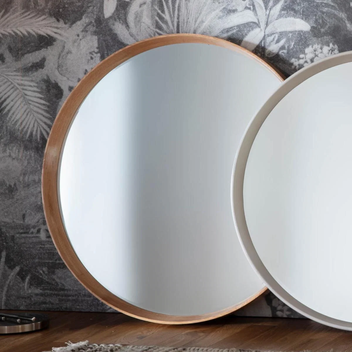 Barnard Large Round Wall Mirror - Light Wood – image 2