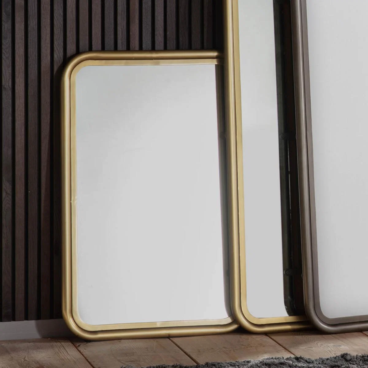 York 92cm Medium Rounded Rectangle Wall Mirror - Brass – image 2