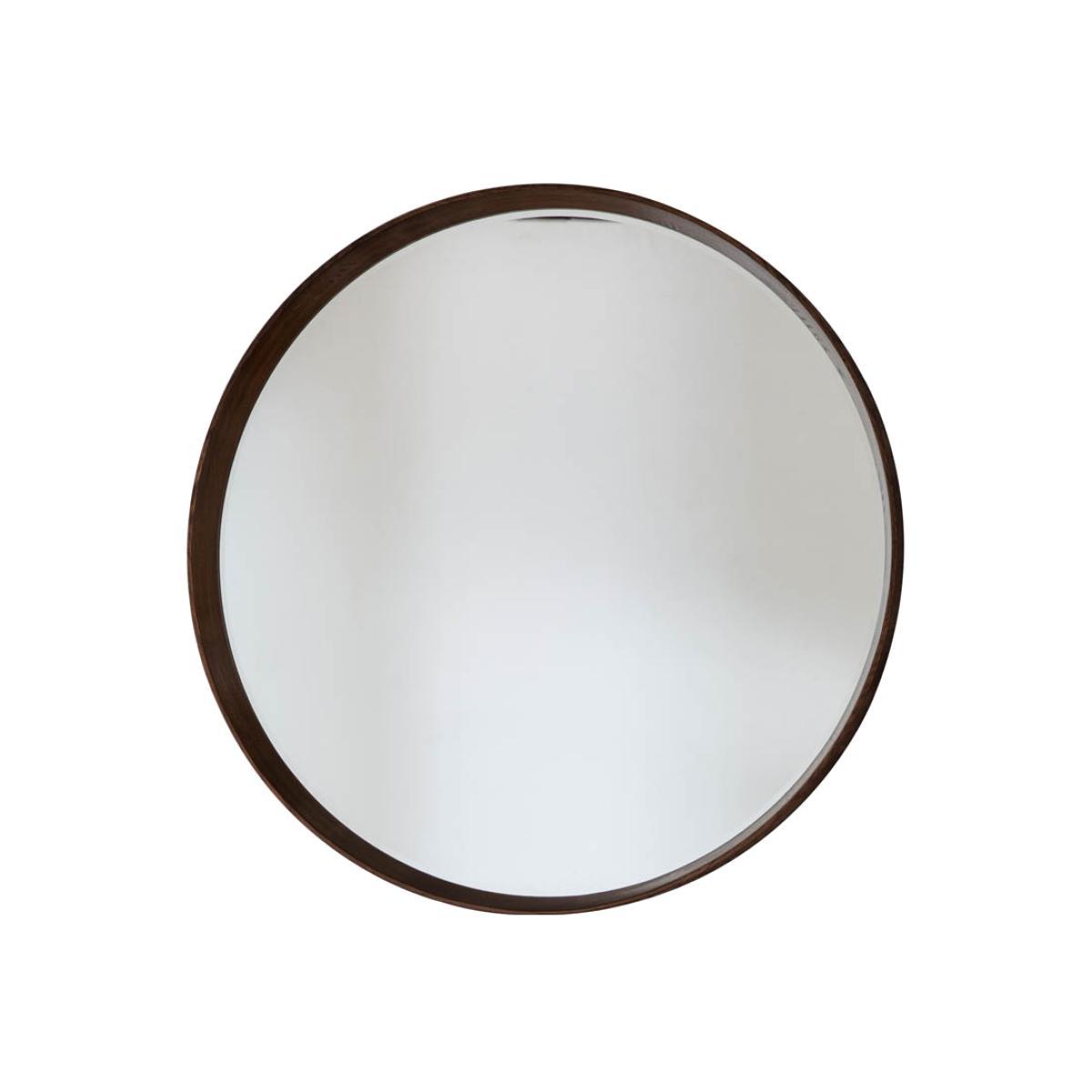 Barnard Medium Round Wall Mirror - Dark Wood – image 1