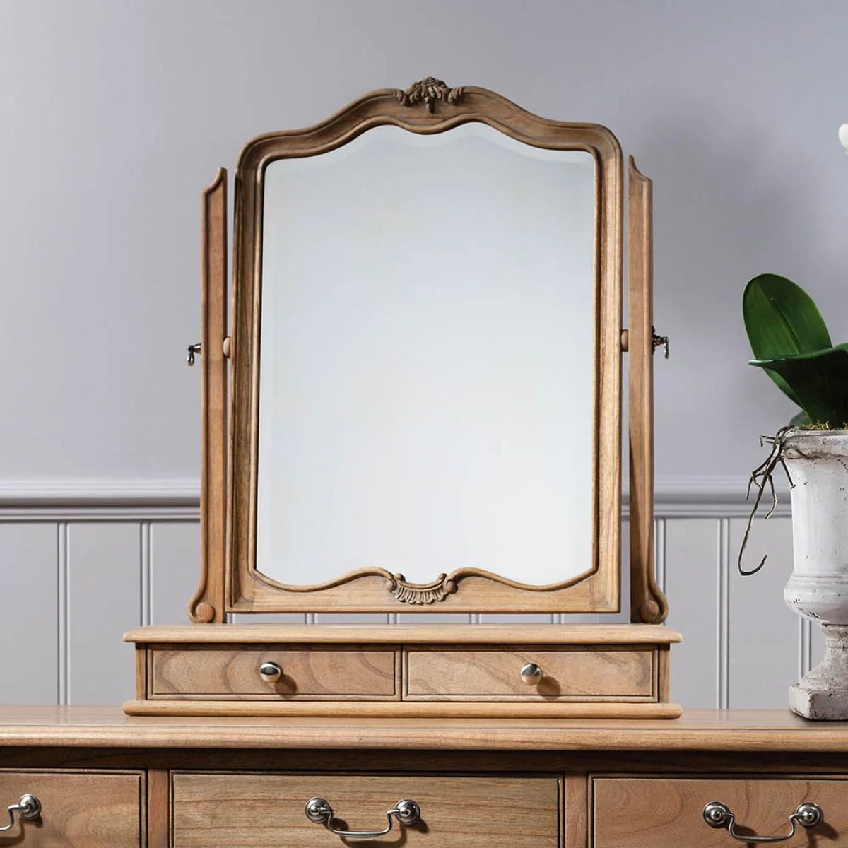 Coralie Medium Irregular Dressing Table Mirror - Light Wood – image 2