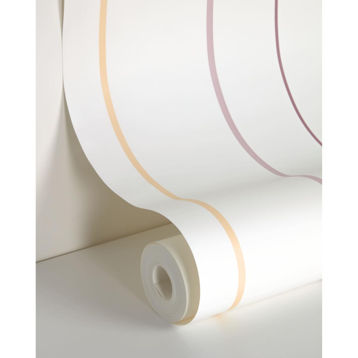 Nahilin white wallpaper with multicolour stripe print, 10 x 0.53 m, FSC MIX Credit – image 3