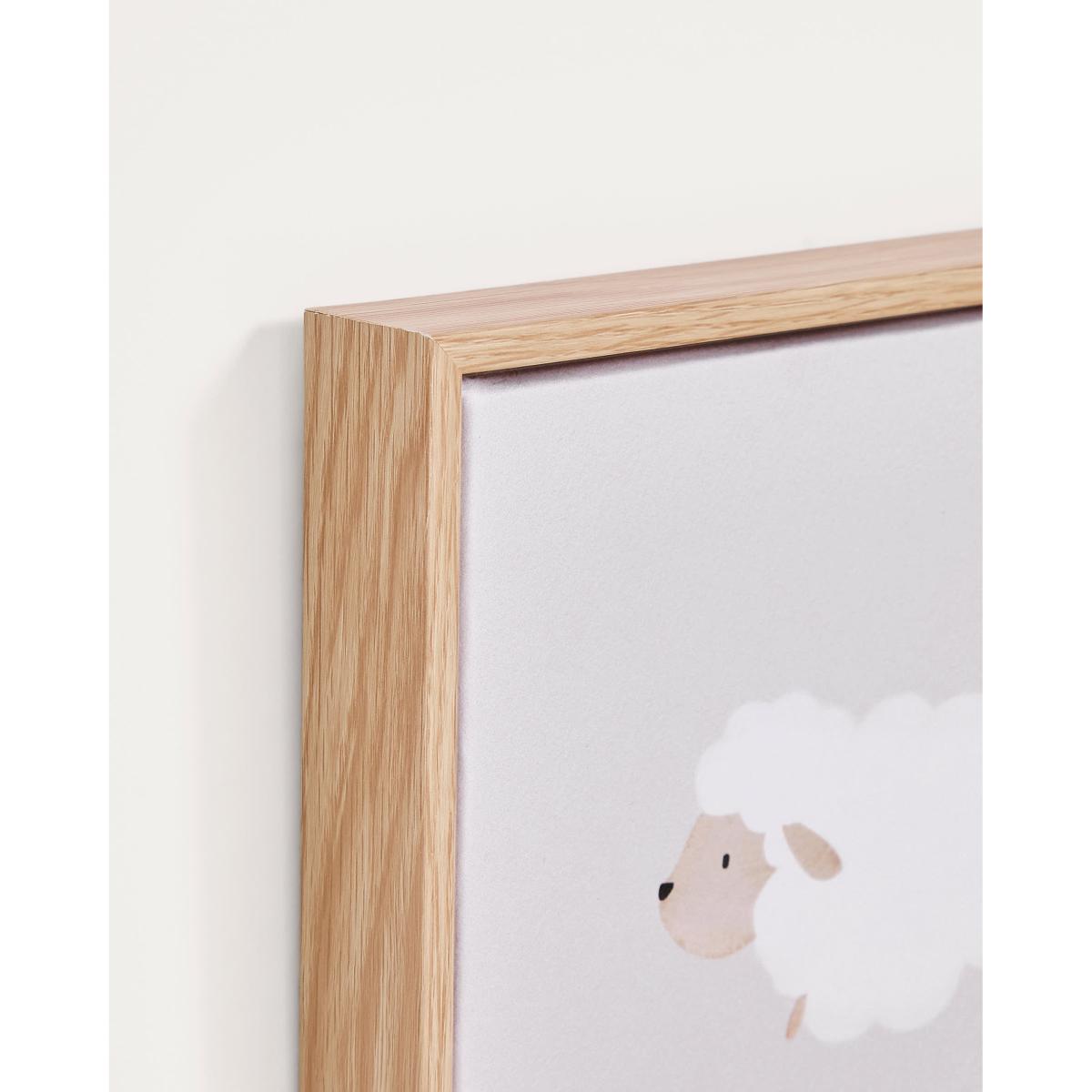 Milu beige and white sheep picture, 20 x 20 cm – image 3