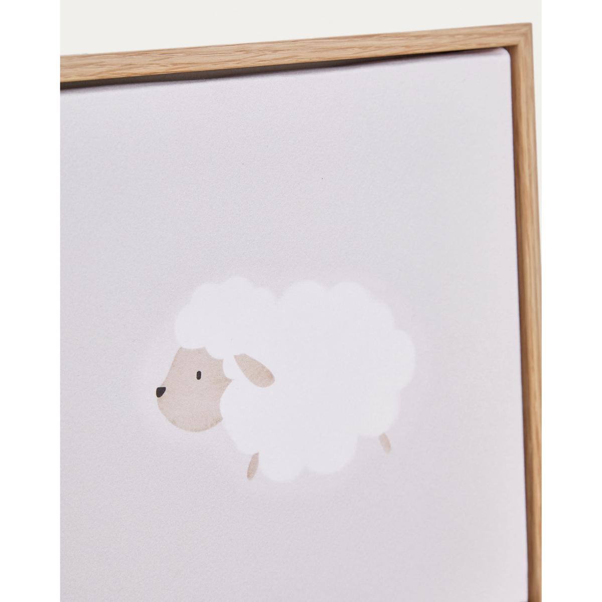 Milu beige and white sheep picture, 20 x 20 cm – image 4