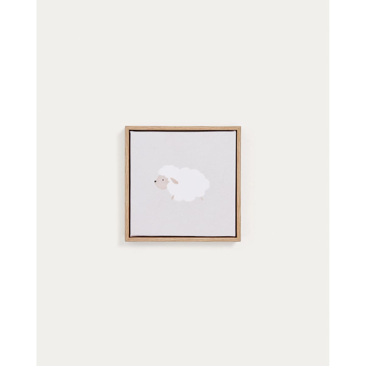 Milu beige and white sheep picture, 20 x 20 cm – image 5