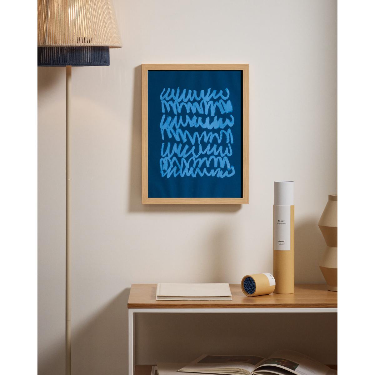 Tsuki print on blue paper, 29.8 x 39.8 cm – image 2