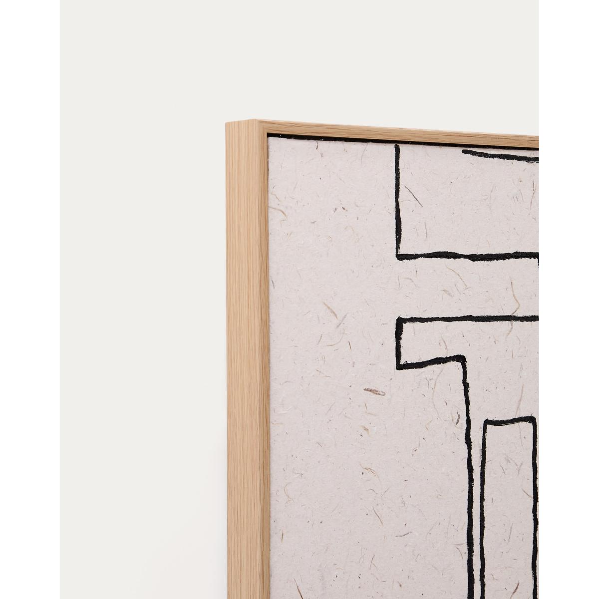 Neyra set of 2 black and beige hand-painted abstract pictures on recycled paper 30 x 30 cm – image 2