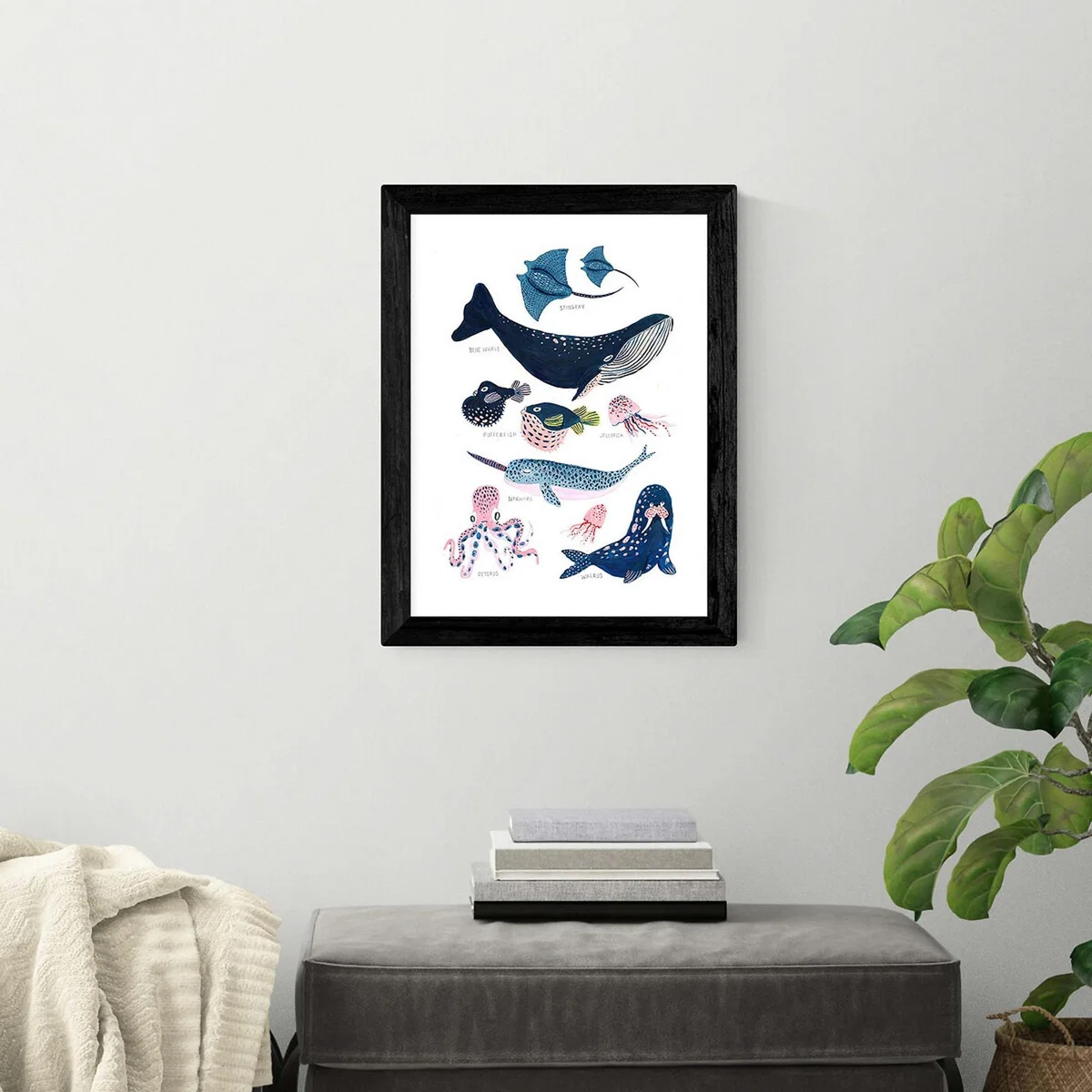 A3 Framed Sea Creatures Print – image 2