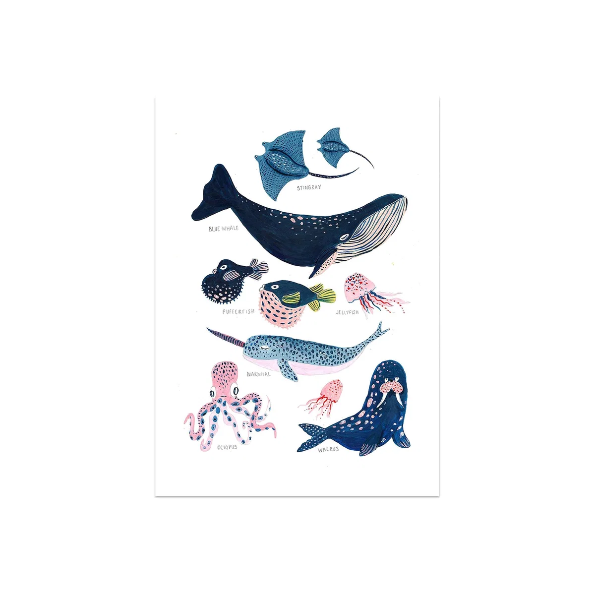A3 Unframed Sea Creatures Print – image 1