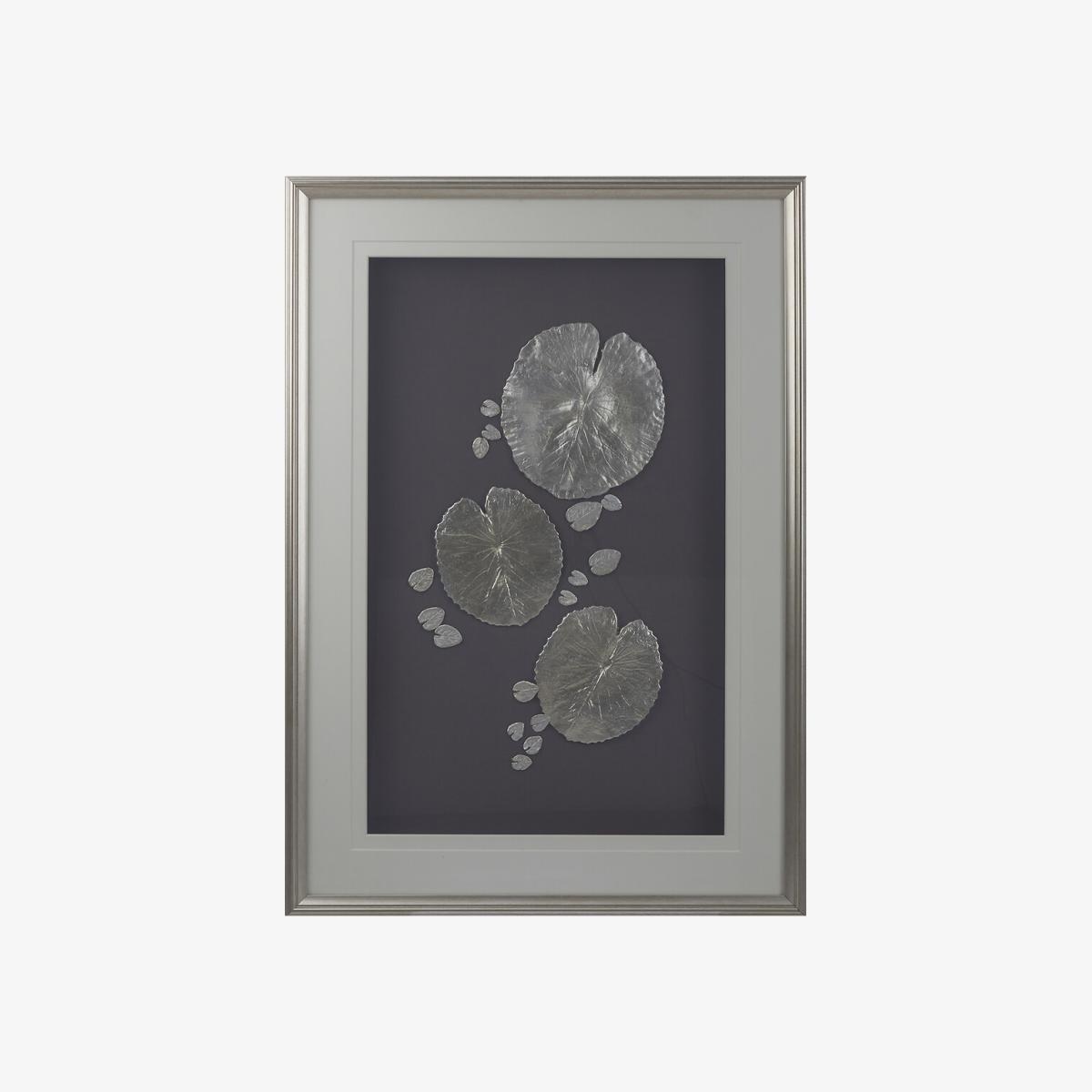 Contemporary Silver Leaf Design Framed Wall Art – image 1