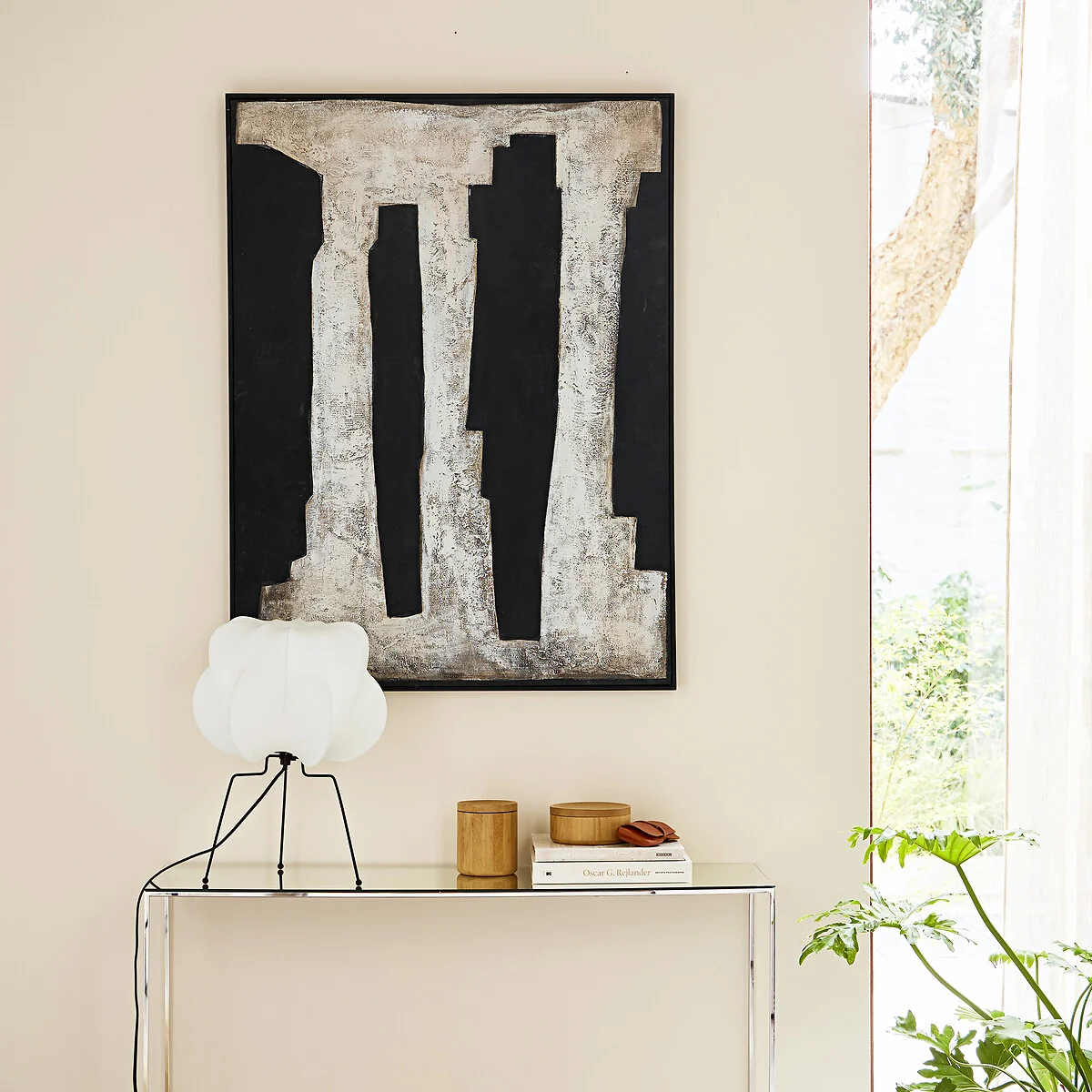 Apia Hand-Painted Wall Art with Fabric Appliqué – image 2