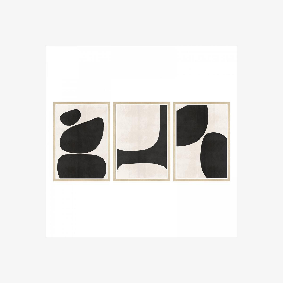Set of 3 70x50cm A Collection of Pebbles Framed Prints – image 1