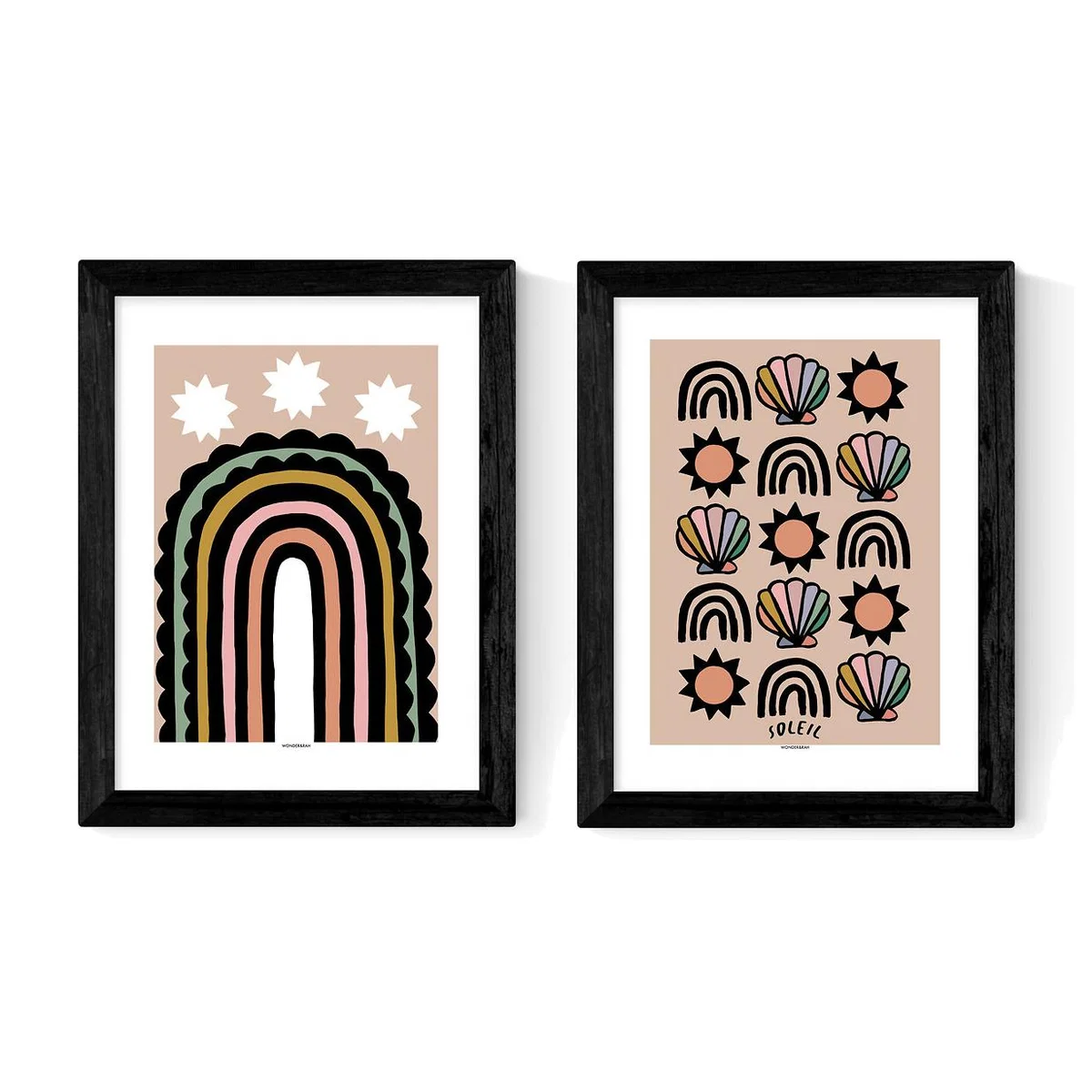 Pack of 2 Prints Wall Art -Rainbow and Shell Set by Wonder and Rah Print – image 1