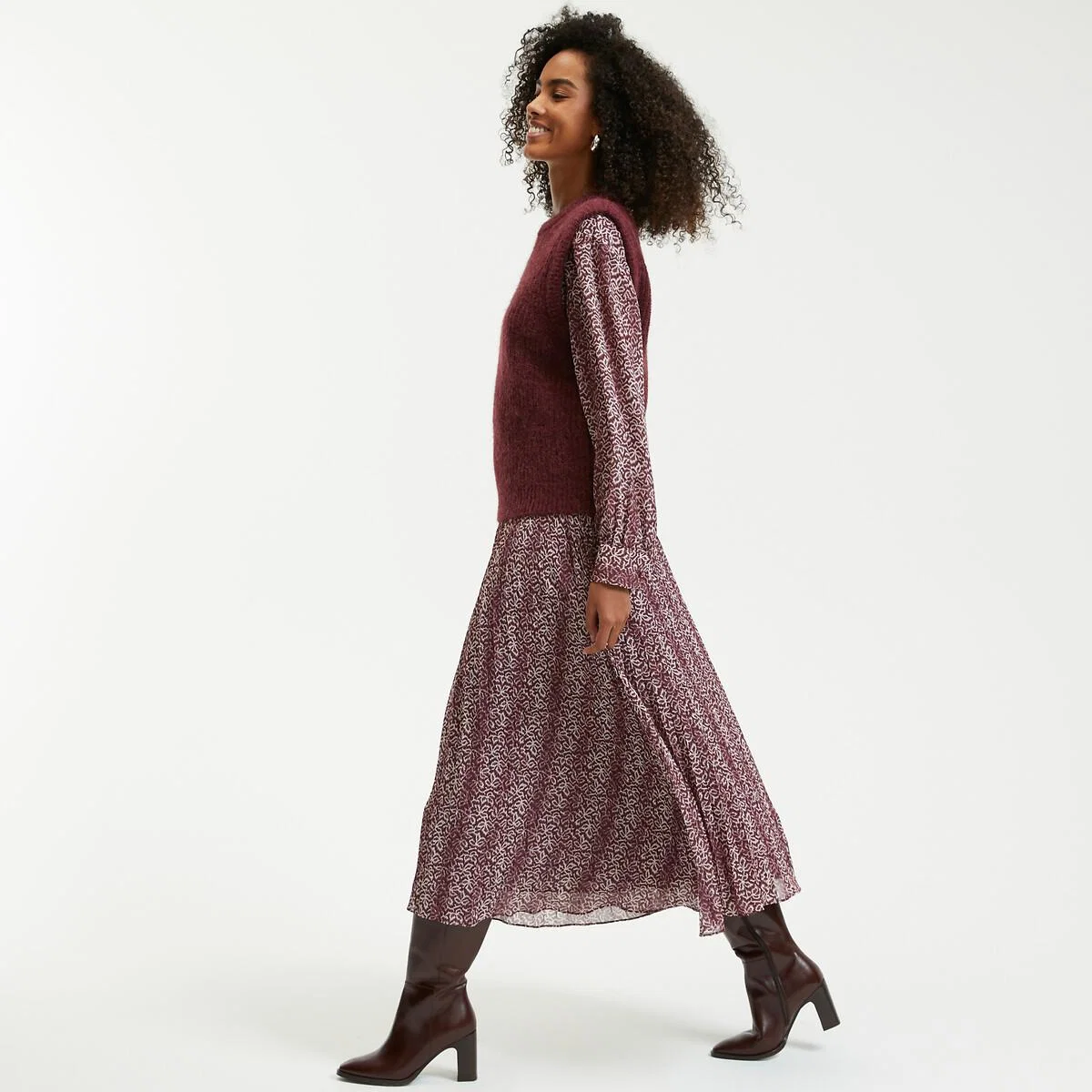 Recycled Pleated Maxi Dress in Graphic Print – image 2