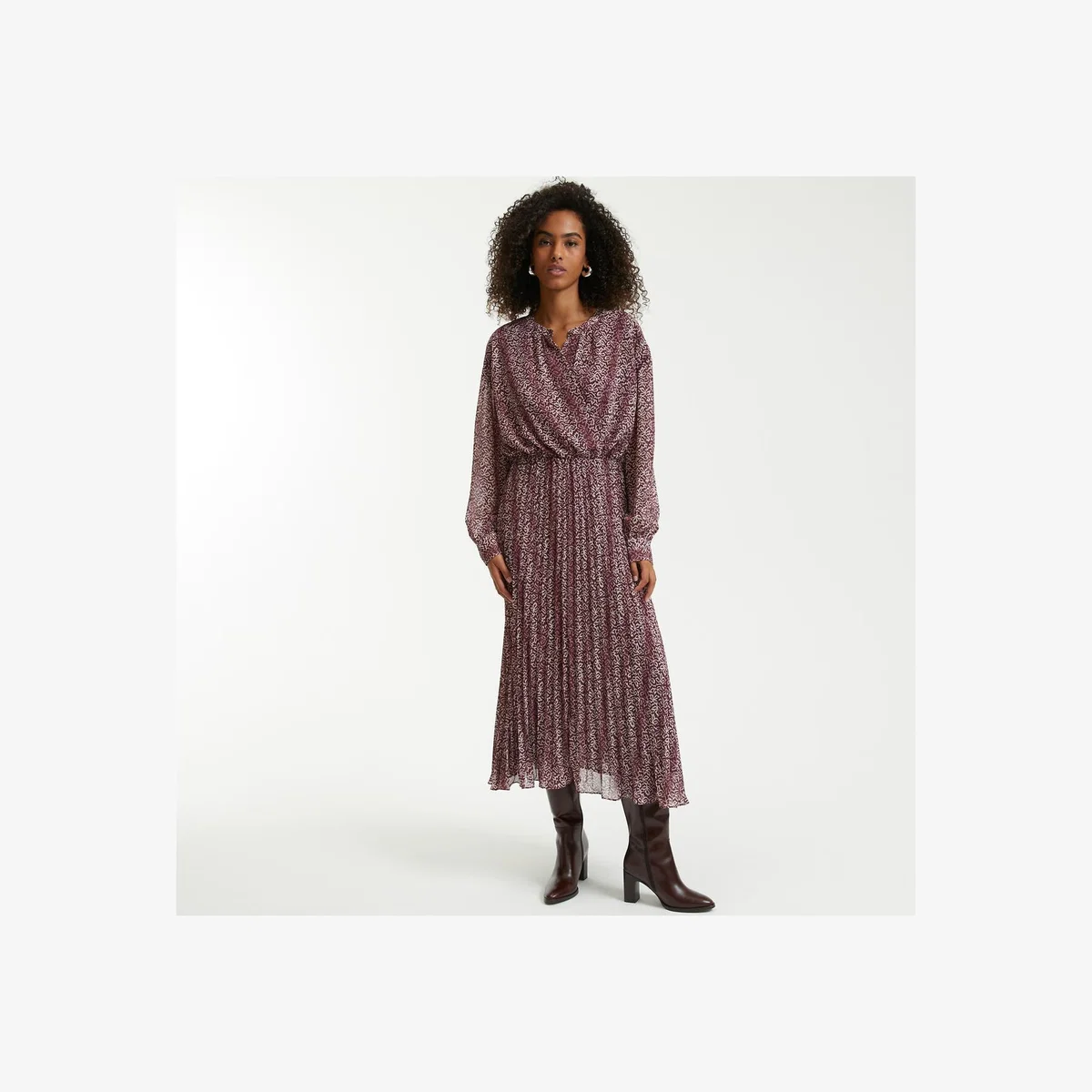 Recycled Pleated Maxi Dress in Graphic Print – image 1