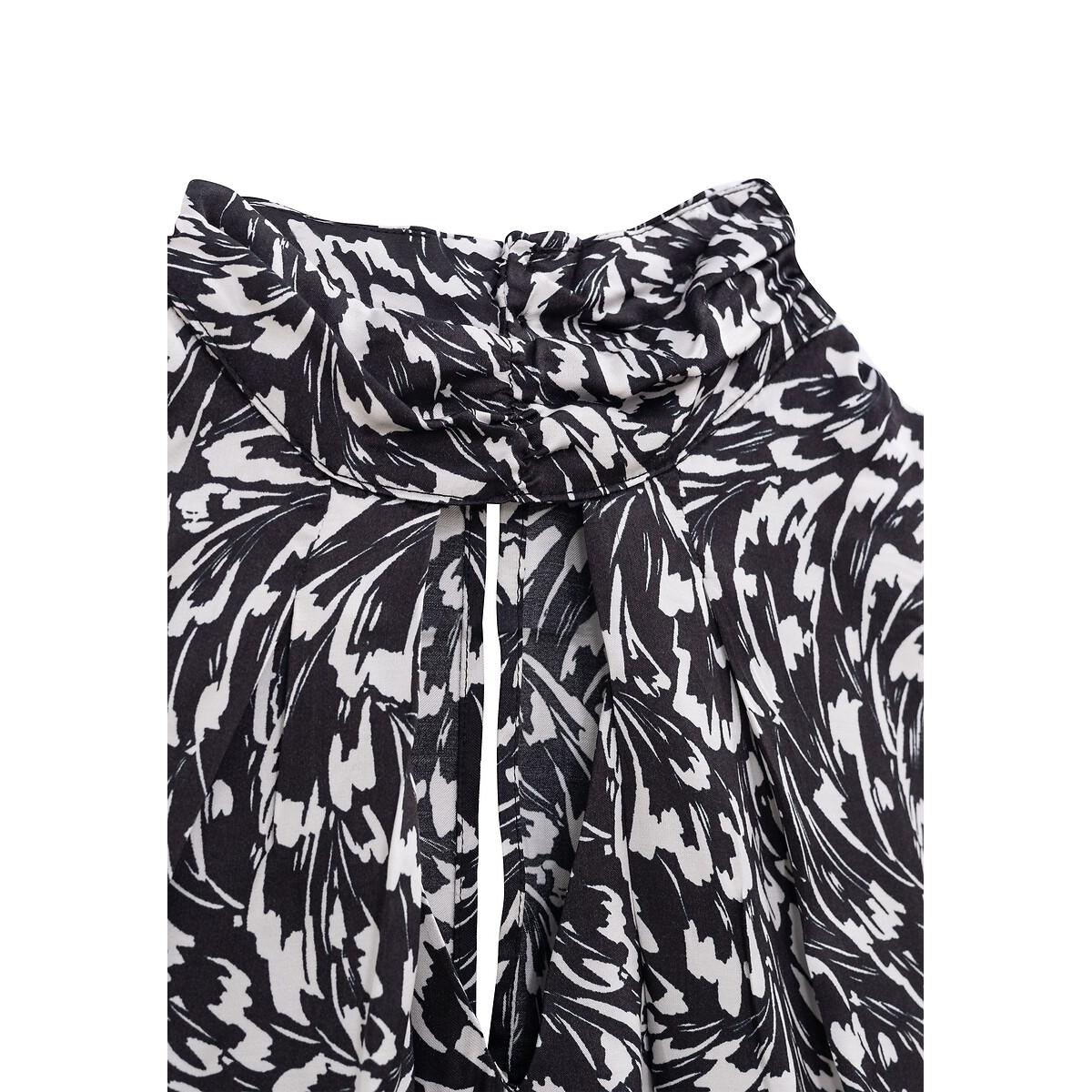 Sleeveless Blouse with High Neck, Graphic Print – image 6