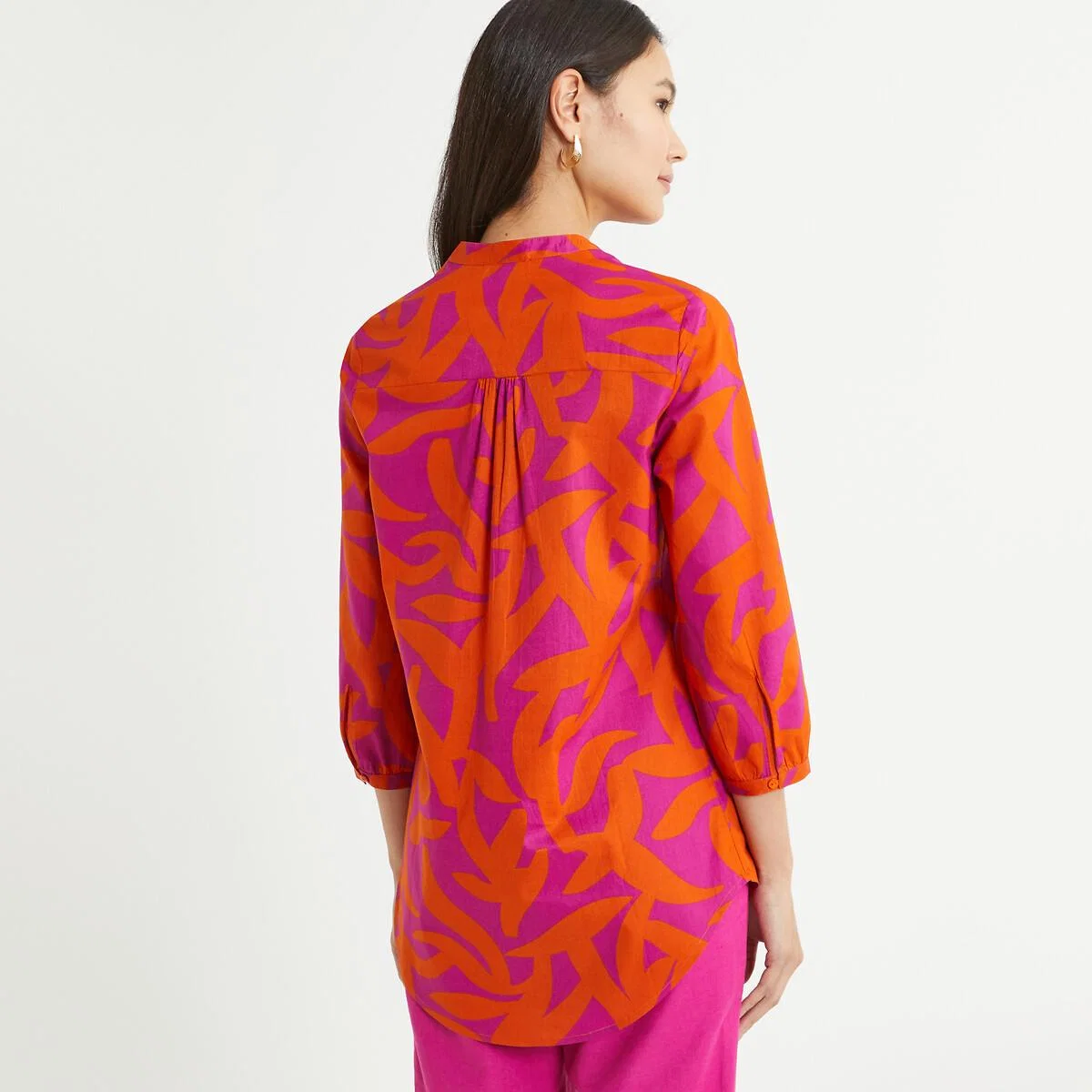 Graphic Print Cotton Tunic with 3/4 Length Sleeves – image 4
