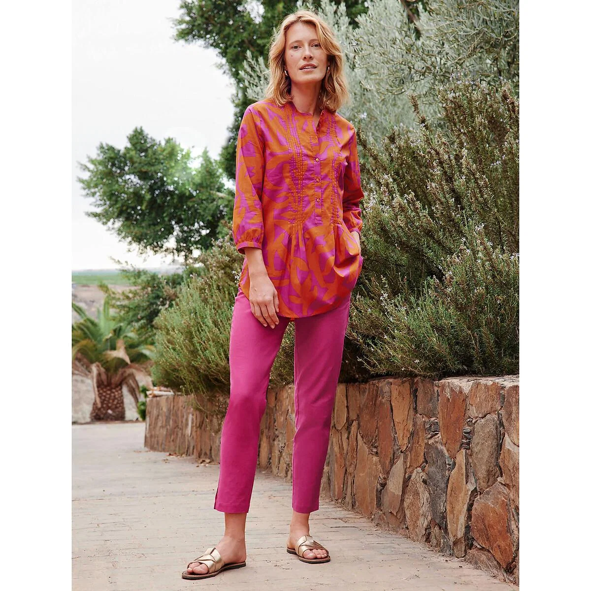 Graphic Print Cotton Tunic with 3/4 Length Sleeves – image 6