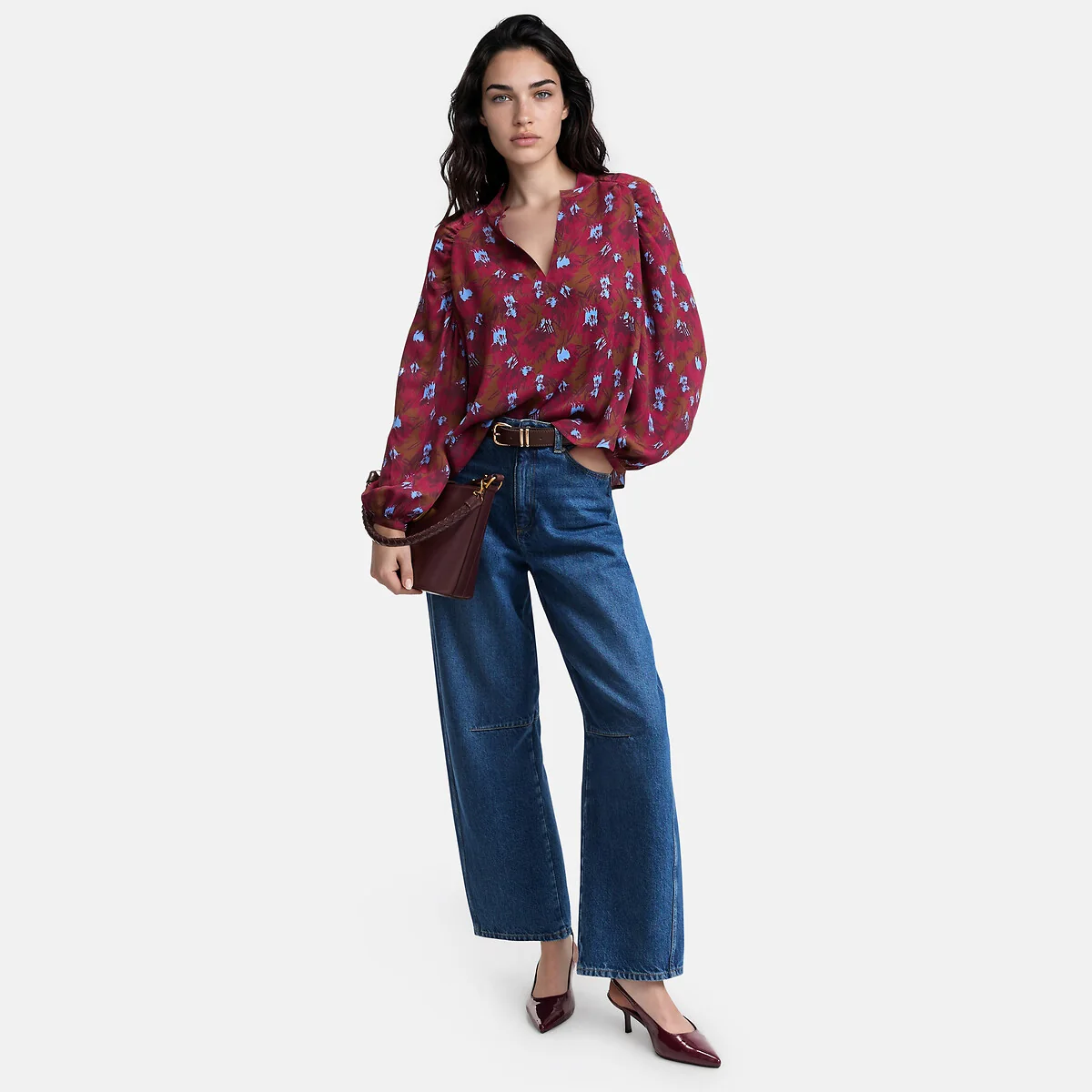 Graphic Print Long Sleeve Crew Neck Blouse – image 2