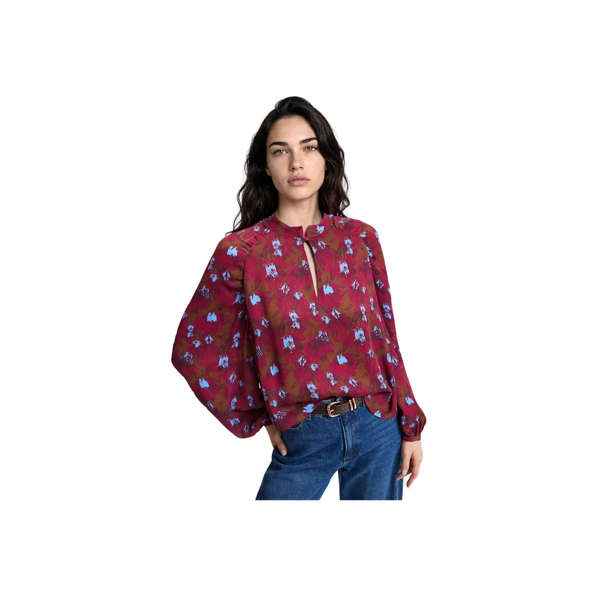 Graphic Print Long Sleeve Crew Neck Blouse – image 1
