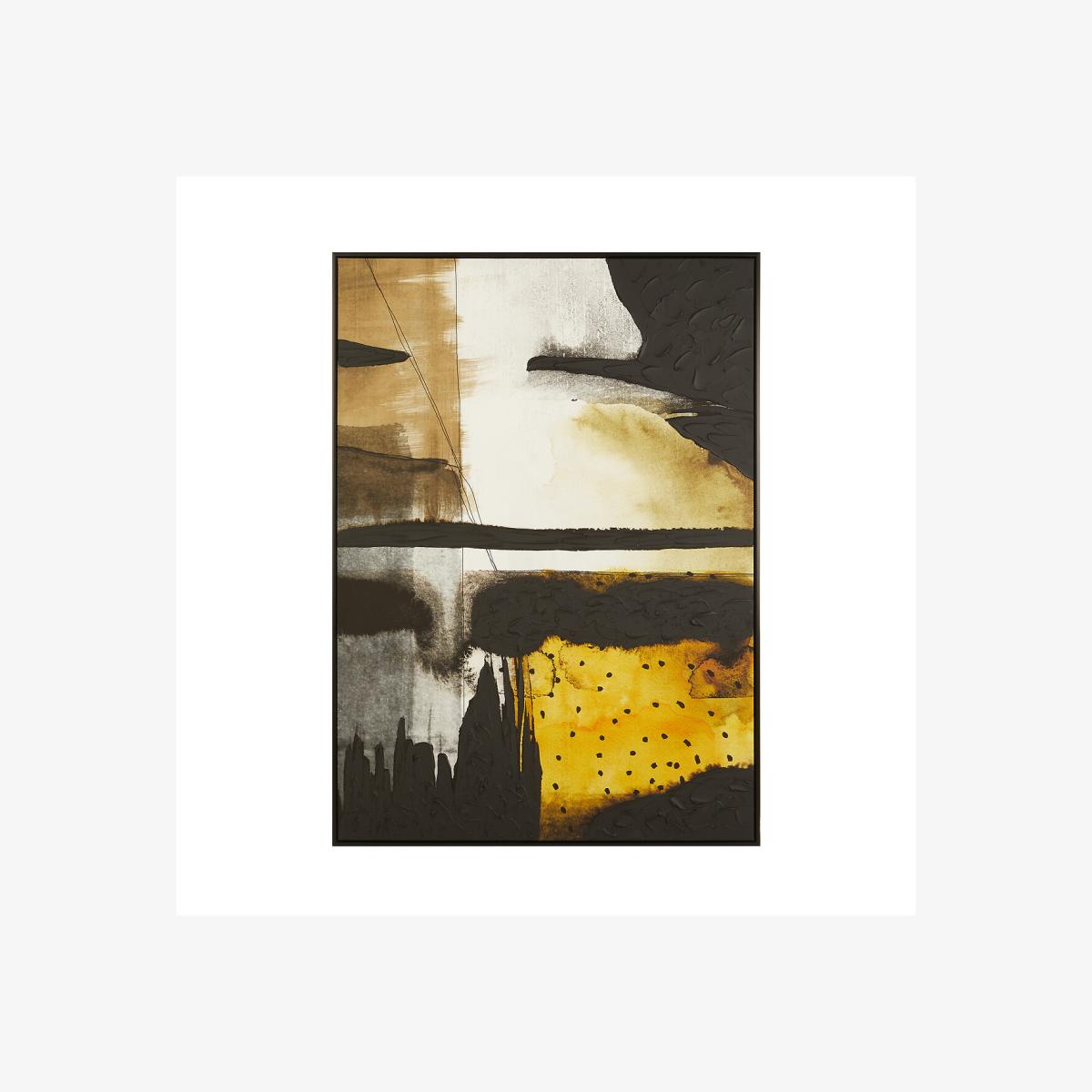 Abstract Black and Ochre Unframed Wall Art – image 1