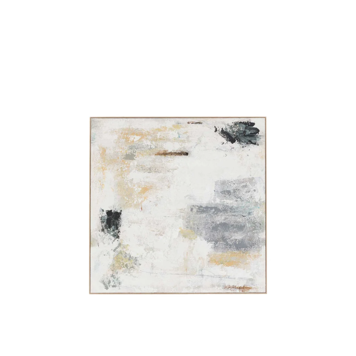 Gallery Direct White Noise Abstract Square Framed Canvas Soft White – image 2