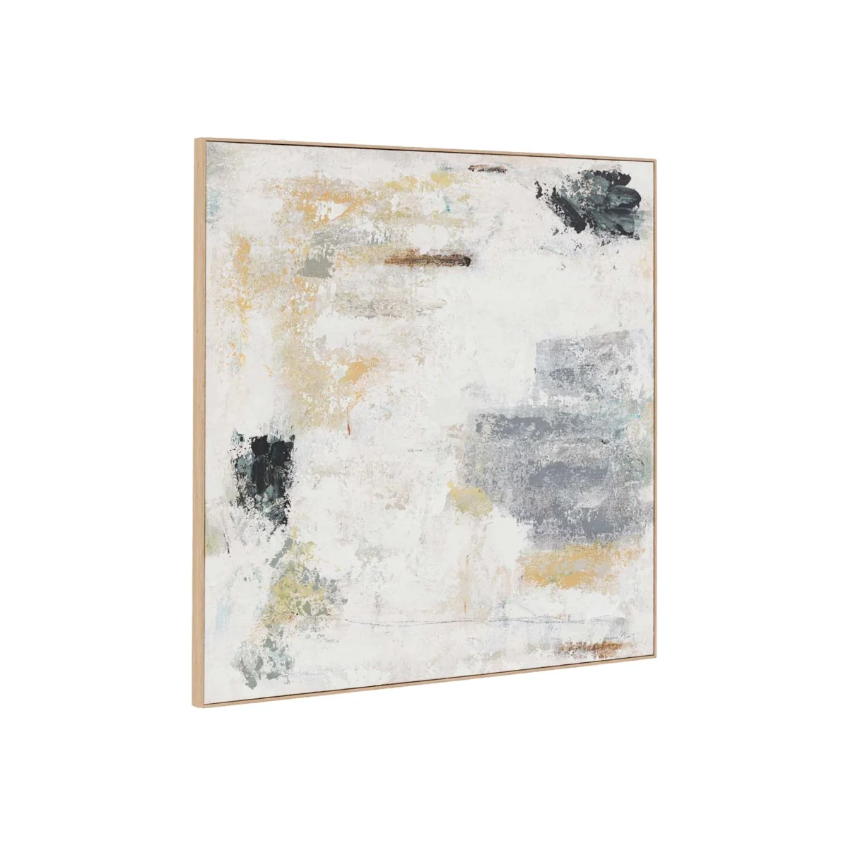 Gallery Direct White Noise Abstract Square Framed Canvas Soft White – image 1