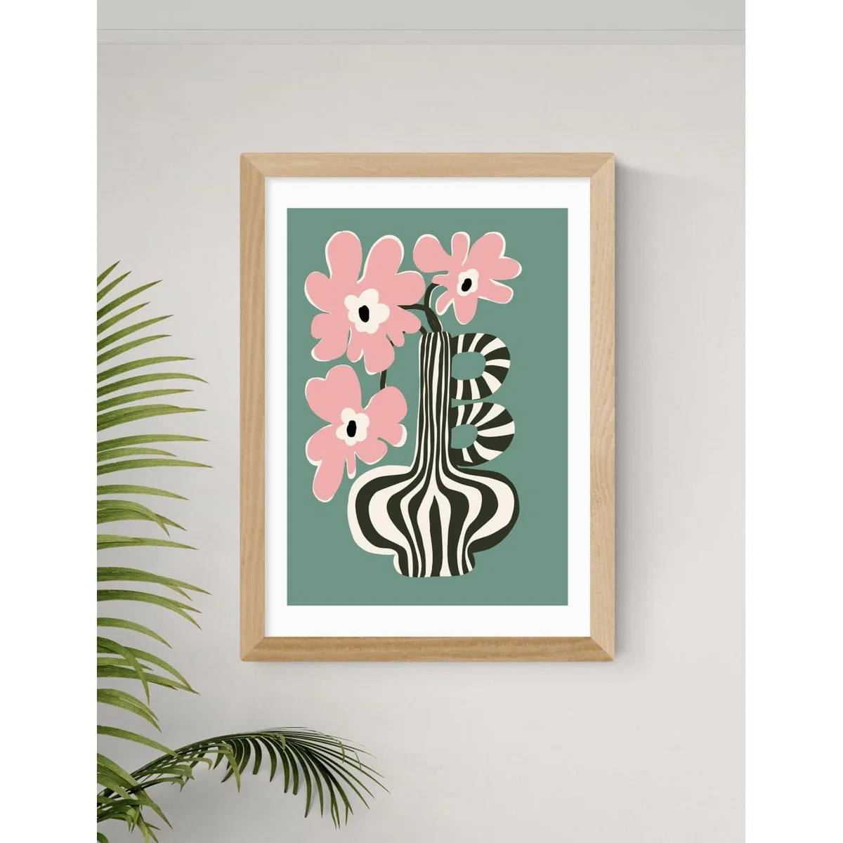 East End Prints Floral Stripe Framed Art - A3 - Black, Natural,Black,White – image 3