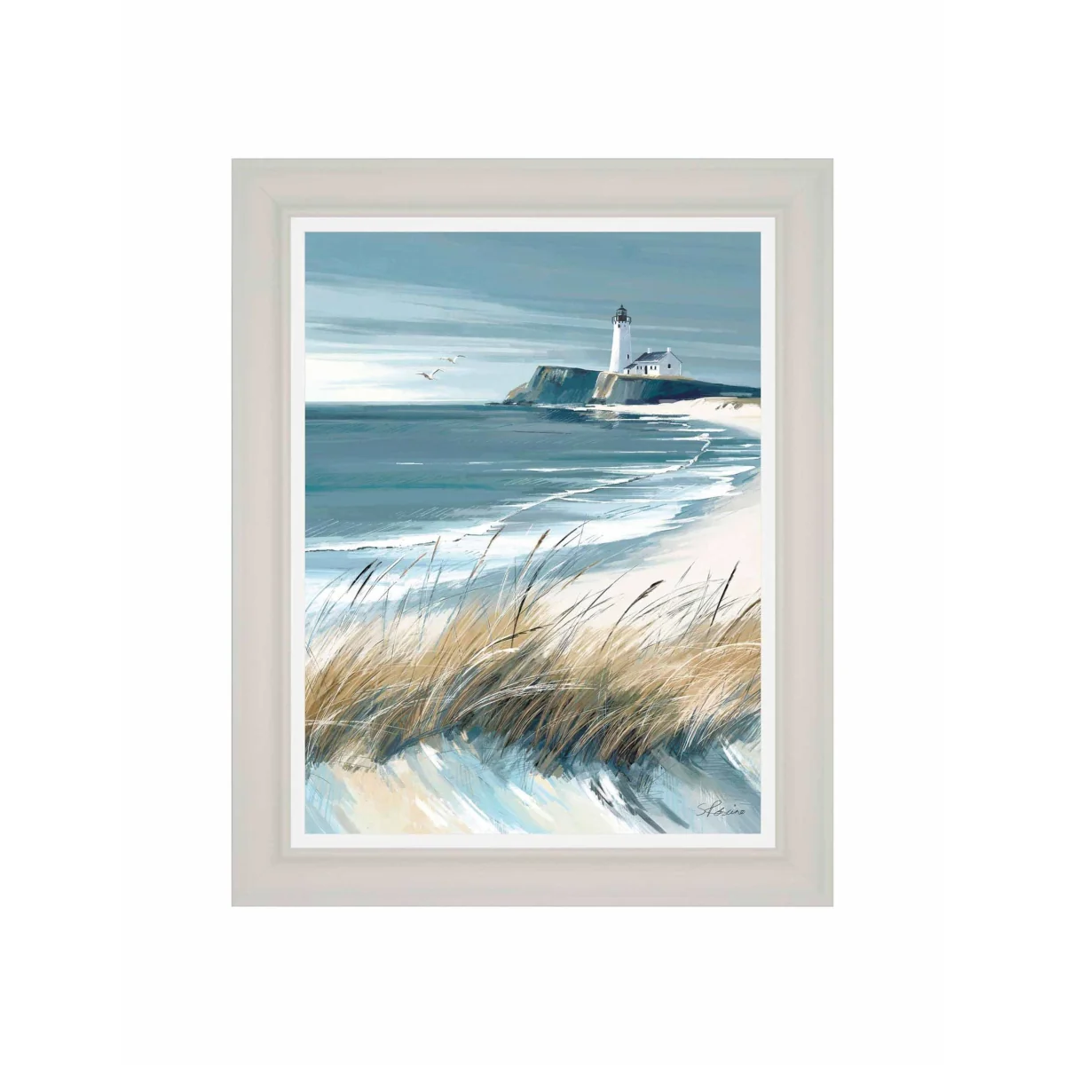 Gallery Direct Making Waves Framed Canvas Wall Art Pale Blue – image 2