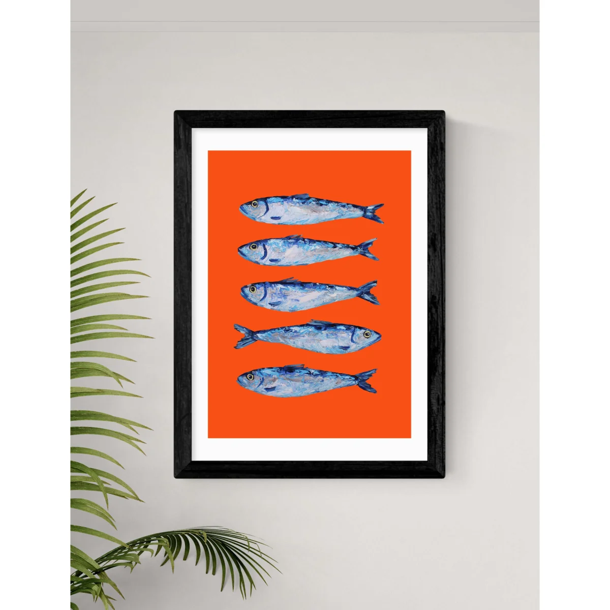 East End Prints Sardines Orange Framed Art Print Black – image 2