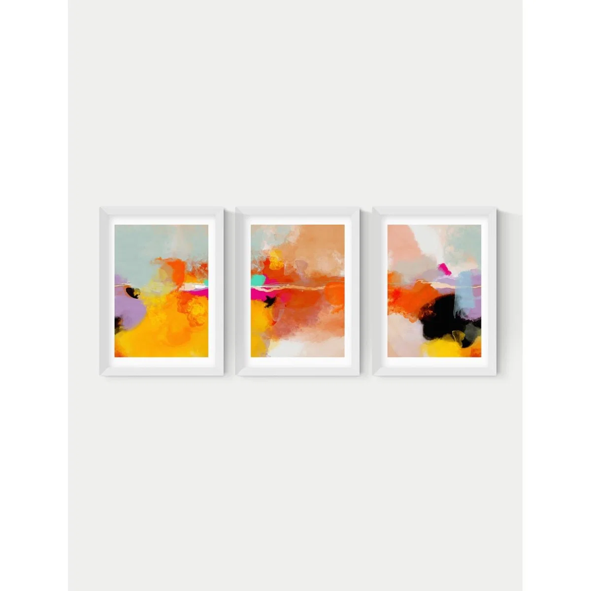 East End Prints Fire Triptych Trio Set Framed Art - A3 - Black, Natural,Black,White – image 2