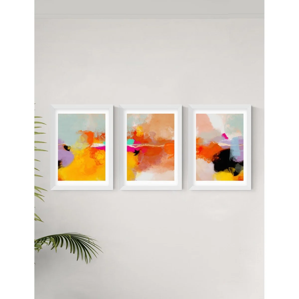 East End Prints Fire Triptych Trio Set Framed Art - A3 - Black, Natural,Black,White – image 3