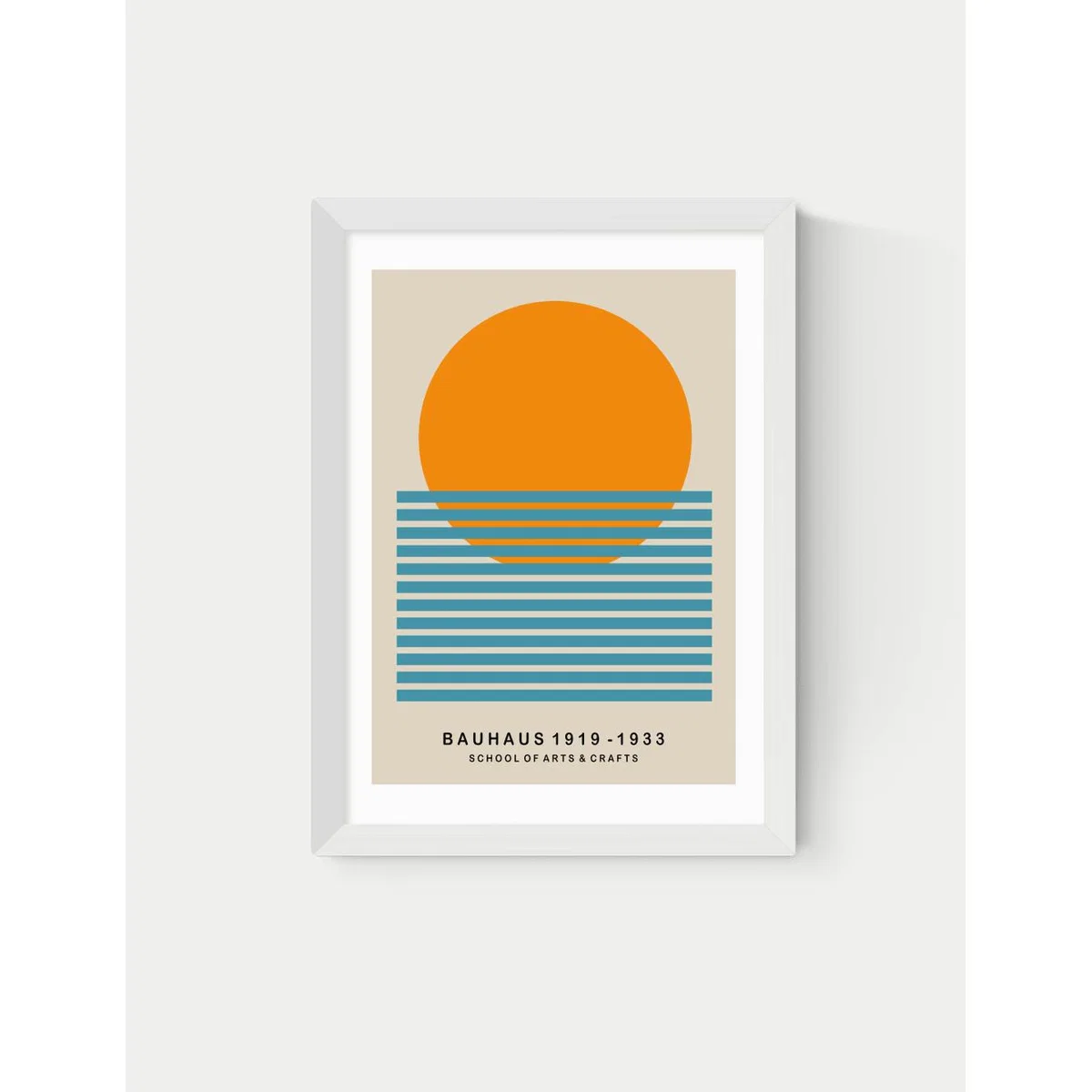 East End Prints Mid Century Sun Bauhaus Framed Art - A1 - White, White,Black,Natural – image 2