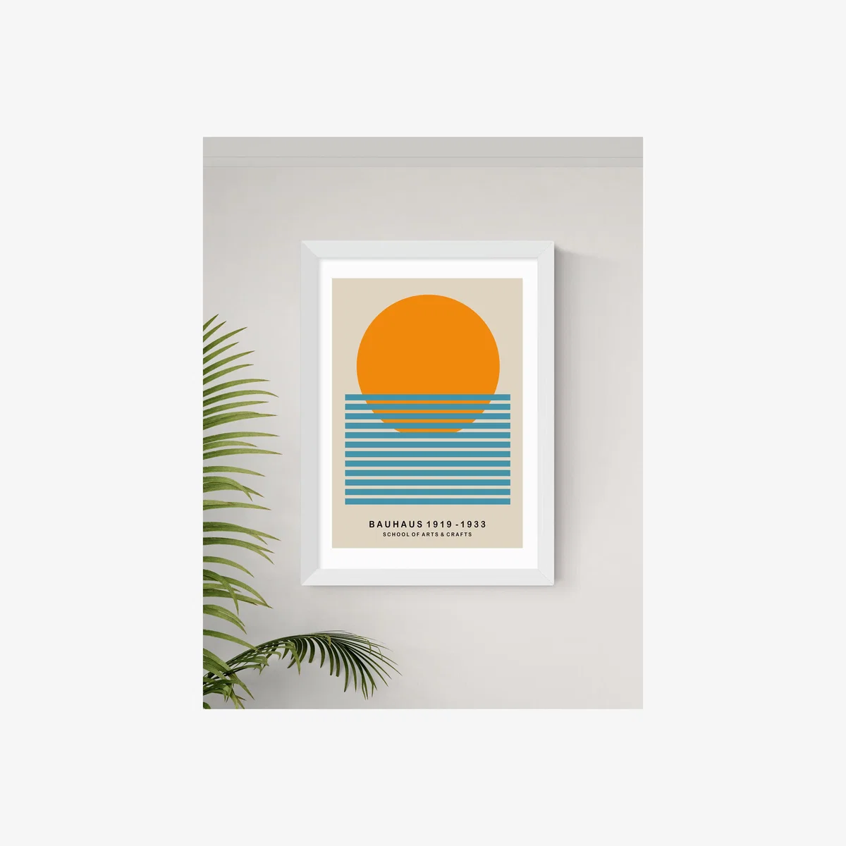 East End Prints Mid Century Sun Bauhaus Framed Art - A1 - White, White,Black,Natural – image 1