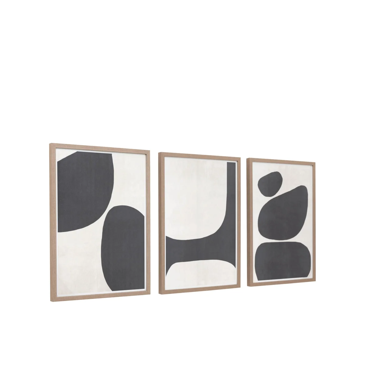 Gallery Direct Set of 3 Pebble Collection Framed Canvas Brown Mix – image 4
