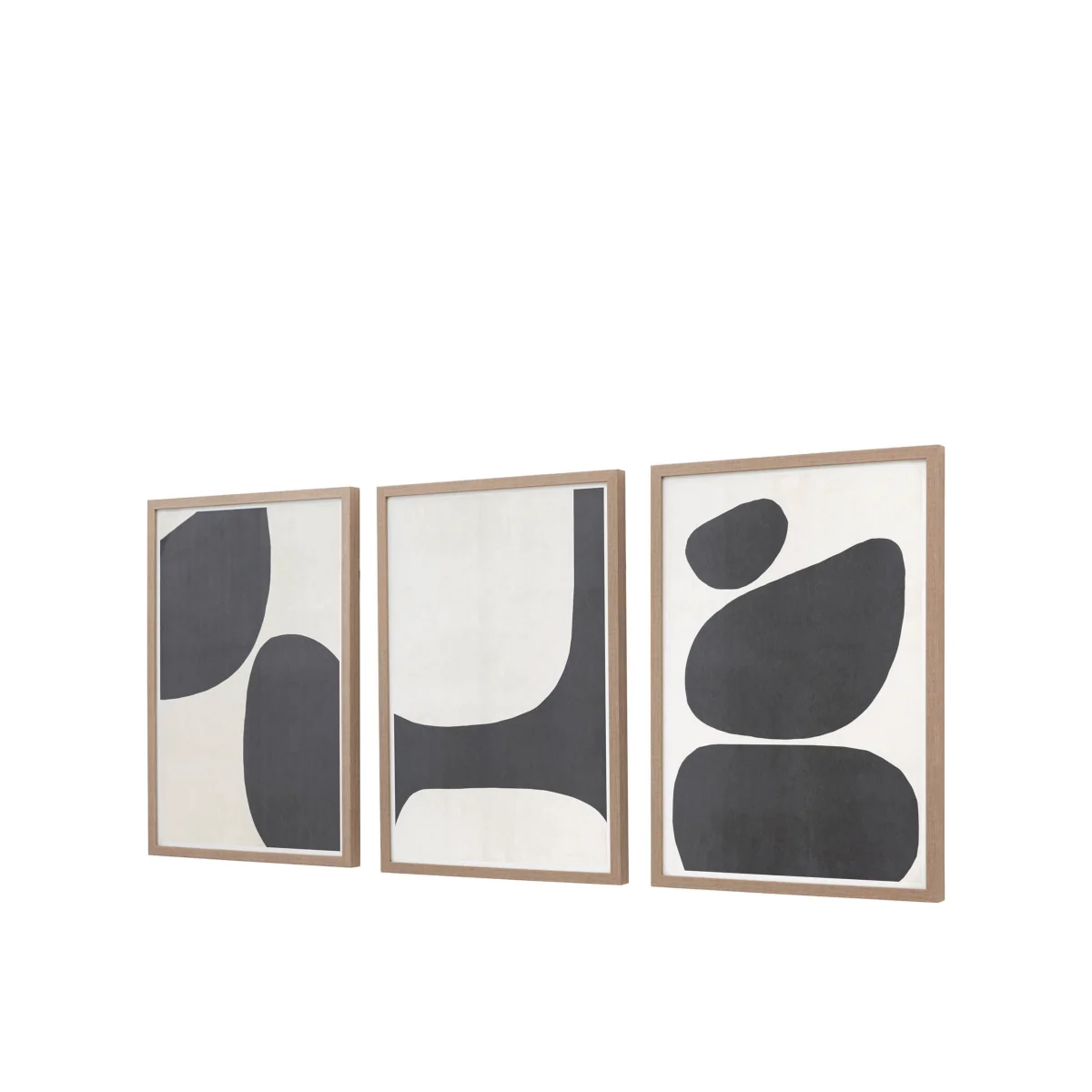 Gallery Direct Set of 3 Pebble Collection Framed Canvas Brown Mix – image 8