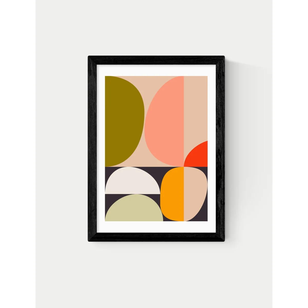 East End Prints Mid Century Half Circles Framed Art White – image 2